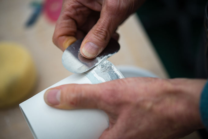 Lynne Htchinson, BLH Ceramics in her workshop 2016